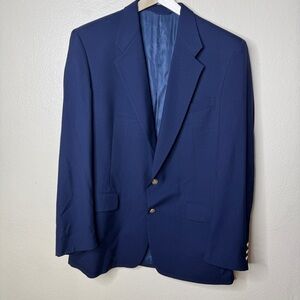 Burberrys Blazer Jacket Mens 43L Navy 100% Wool Designer Formal Coat Preppy